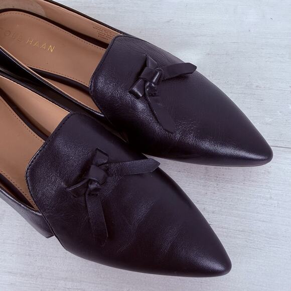 Cole Haan Black Leather Shoes Loafer Size 6B Viola Skimmer Slip On Pointed Toes - Picture 8 of 12